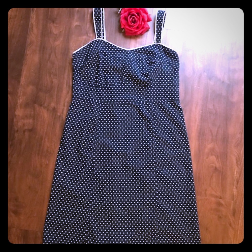 Rockabilly Pinup Style Polka-Dot Navy Retro Dress